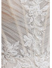 Beaded Ivory Lace Tulle Open Back Ruffled Wedding Dress